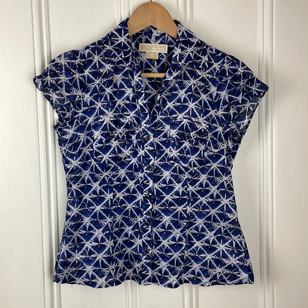 Michael Kors Cap Sleeve Button Front Blouse